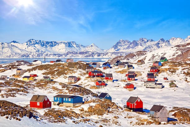 Traditional wooden houses in Kulusuk village, East Greenland