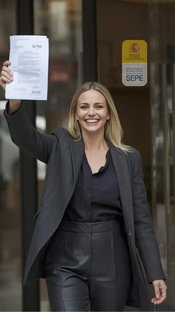 Mujer saliendo sede electrónica SEPE