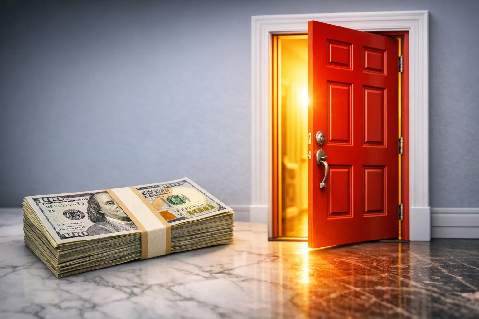 Representación visual del pago inicial del 3.5 por ciento para comprar vivienda en Estados Unidos